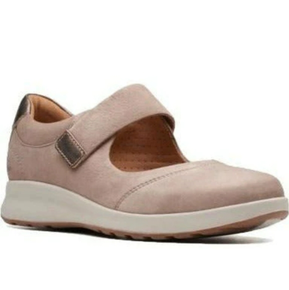 Clark Un Adorn Straps Mary Jane Pebble Nubuck Suede Shoes 9M - Picture 1 of 13